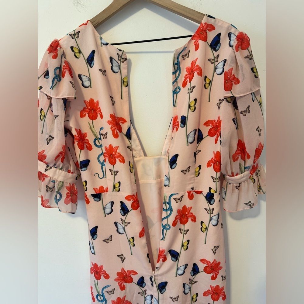 Borgo De Nor Pink Floral Midi Dress Size 6 - Picture 6 of 9